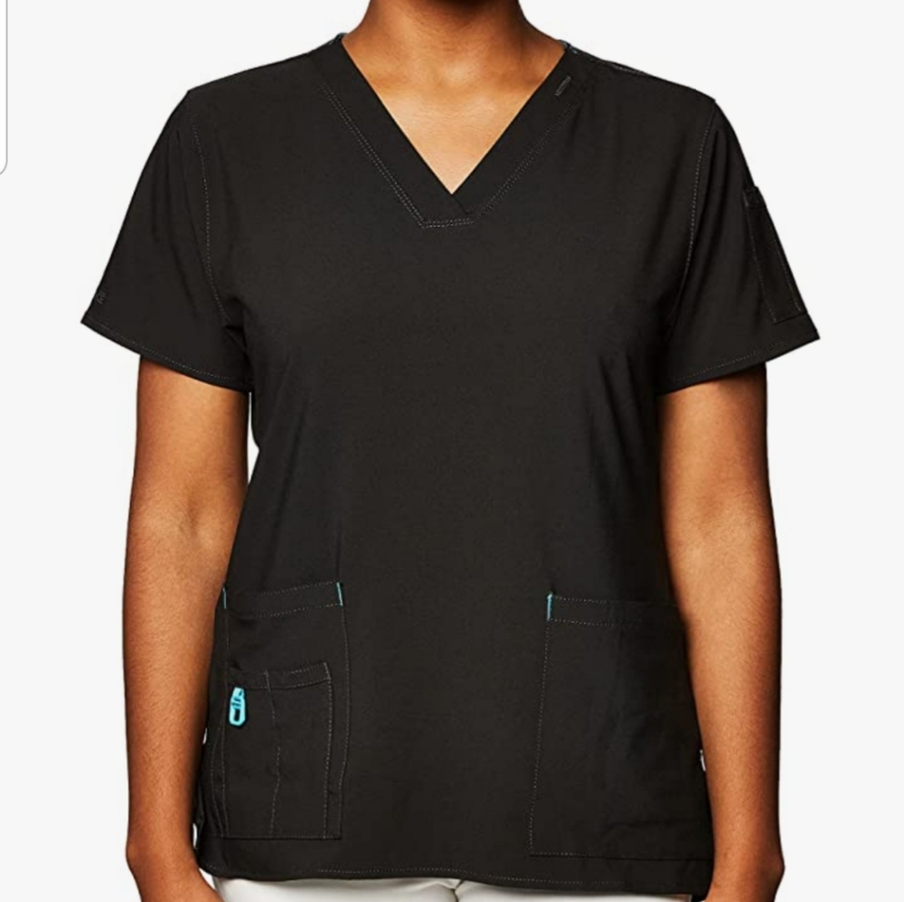Carhartt Cross-Flex Women's Media Scrub Top, black, 2 large tops .